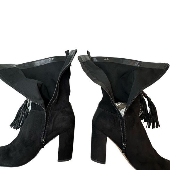 CHELSEA & ZOE Black Mid High Heeled Boots Size 8 - Picture 13 of 16